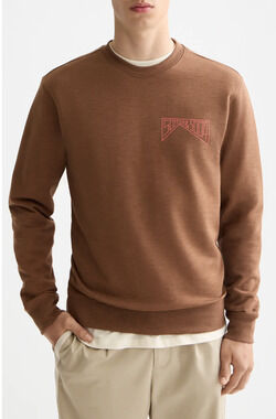 NWT Scotch & Soda Mens Sweatshirt Small Soft Silt Brown Organic Cotton Crewneck
